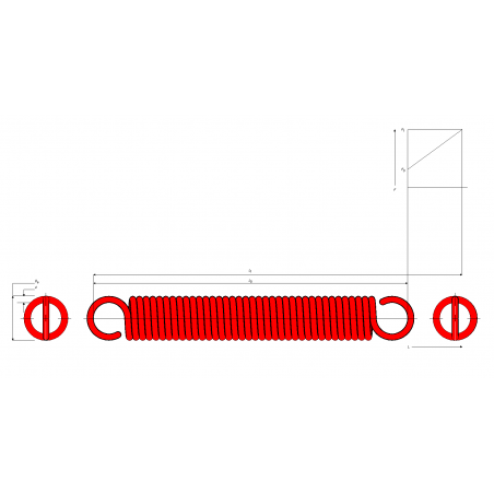 Muelle de tracción especial 15 x 2.25 con material AISI 316