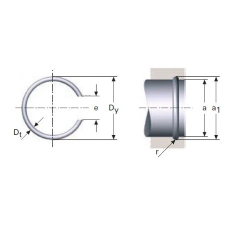 Aro para alojamientos o ejes en acero inoxidable M35MC1120015