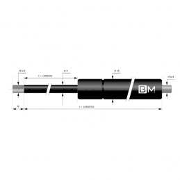 Muelle de gas con terminales roscados 8-18 (L545 - C250 - 50N)