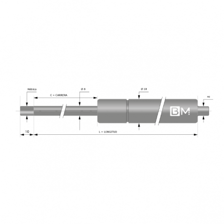 copy of Muelle de gas con terminales roscados 10-21 (L80 - C20 - 100N)