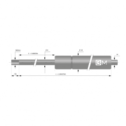 Muelle de gas de acero inoxidable 8-18 (L165 - C60 - 550N)