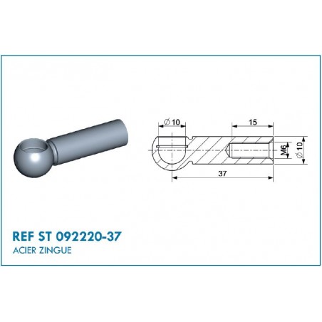 Terminal de rótula de Ø10 para M6