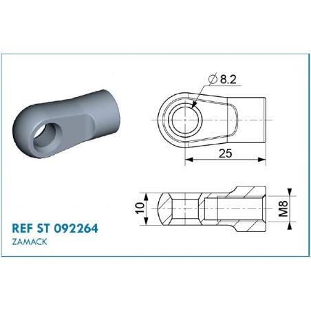 Terminal de ojal de Ø8.2 para M8