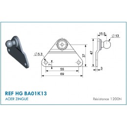 Soporte de bola de Ø13 mm.